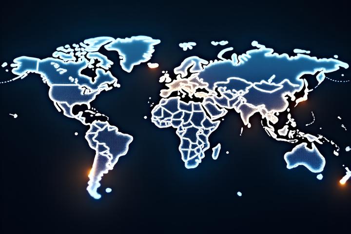 Dünya haritası üzerinde farklı bölgelerdeki pazar penetrasyon verilerini ve stratejik genişleme noktalarını gösteren dinamik görsel