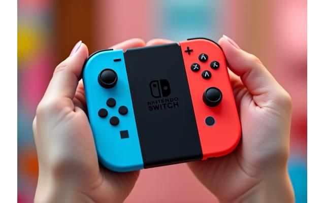 Nintendo Switch konsolu, renkli Joy-Con kontrolcüleriyle