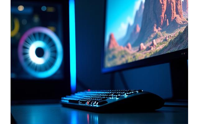 PC oyun kurulumu ve ekran kartını gösteren estetik bir görsel